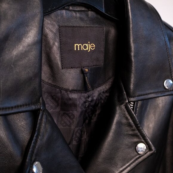 Maje black cropped leather jacket size 38 (US size: Medium) - Picture 5 of 5